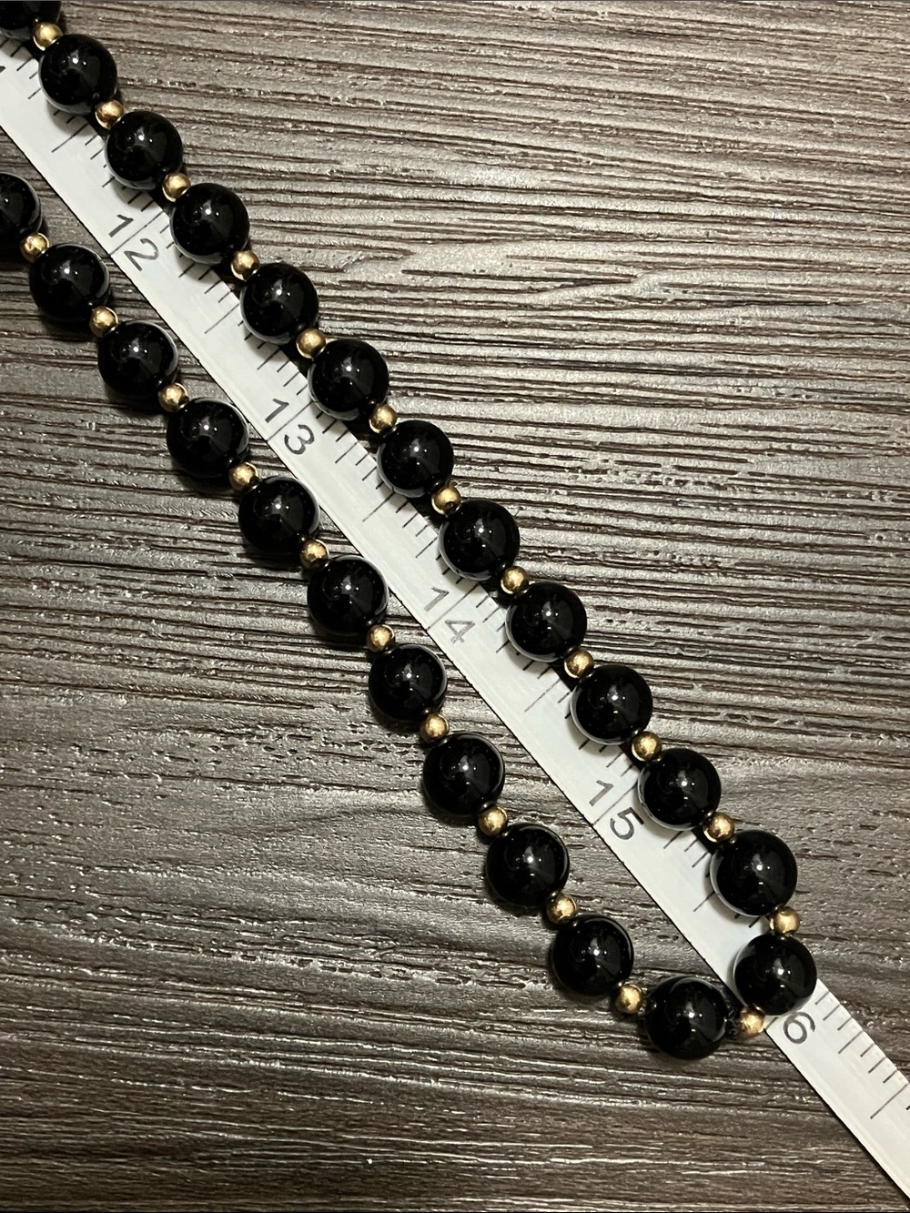 32” strand of 14K balls & Genuine Onyx - Picture 9 of 16